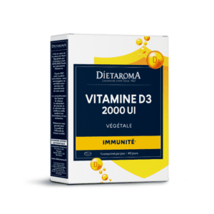 DIETAROMA Vitamine D3 végétale, complément naturel pour la santé osseuse et immunitaire, 40 comprimés, disponible en parapharmacie à Kénitra et sur notre parapharmacie en ligne