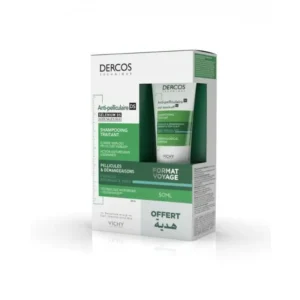 DERCOS SHAMPOOING ANTI-PELLICULAIRE DS CHEVEUX NORMAUX A GRAS 200ML + SHAMPOOING FORMAT VOYAGE OFFERT 50ML