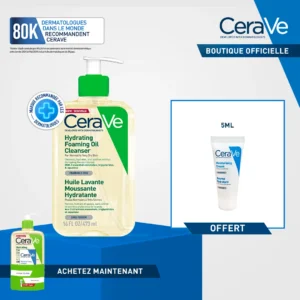 CeraVe Huile Lavante Moussante Hydratante Peau Très Sèche à Atopique | 473ml + Baume Miniature Offert