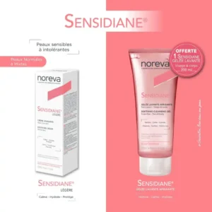 PACK NOREVA SENSIDIANE CRÈME APAISANTE LÉGÈRE 40ml + GELEE LAVANTE APAISANTE 200ML OFFERTE
