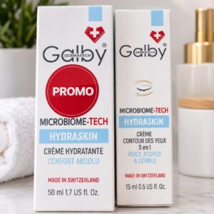 Pack Promo Galby Hydraskin – Crème Hydratante Confort Absolu + Crème Contour des Yeux 3 en 1 avec Trousse Offerte