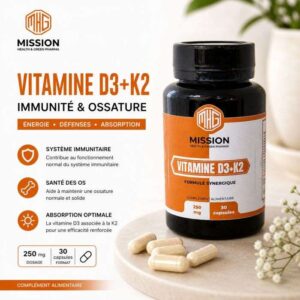 MISSION HEALTH AND GREEN PHARMA VITAMINE D3+K2 30 CAPSULES